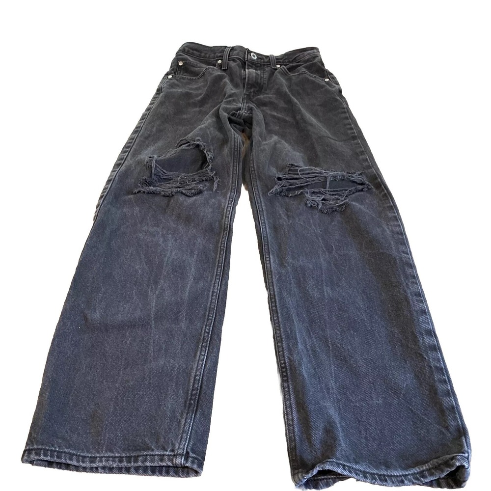 Levi's Silver Tab Women's Black '94 Baggy Jeans Busted Knee Size 28 x 30